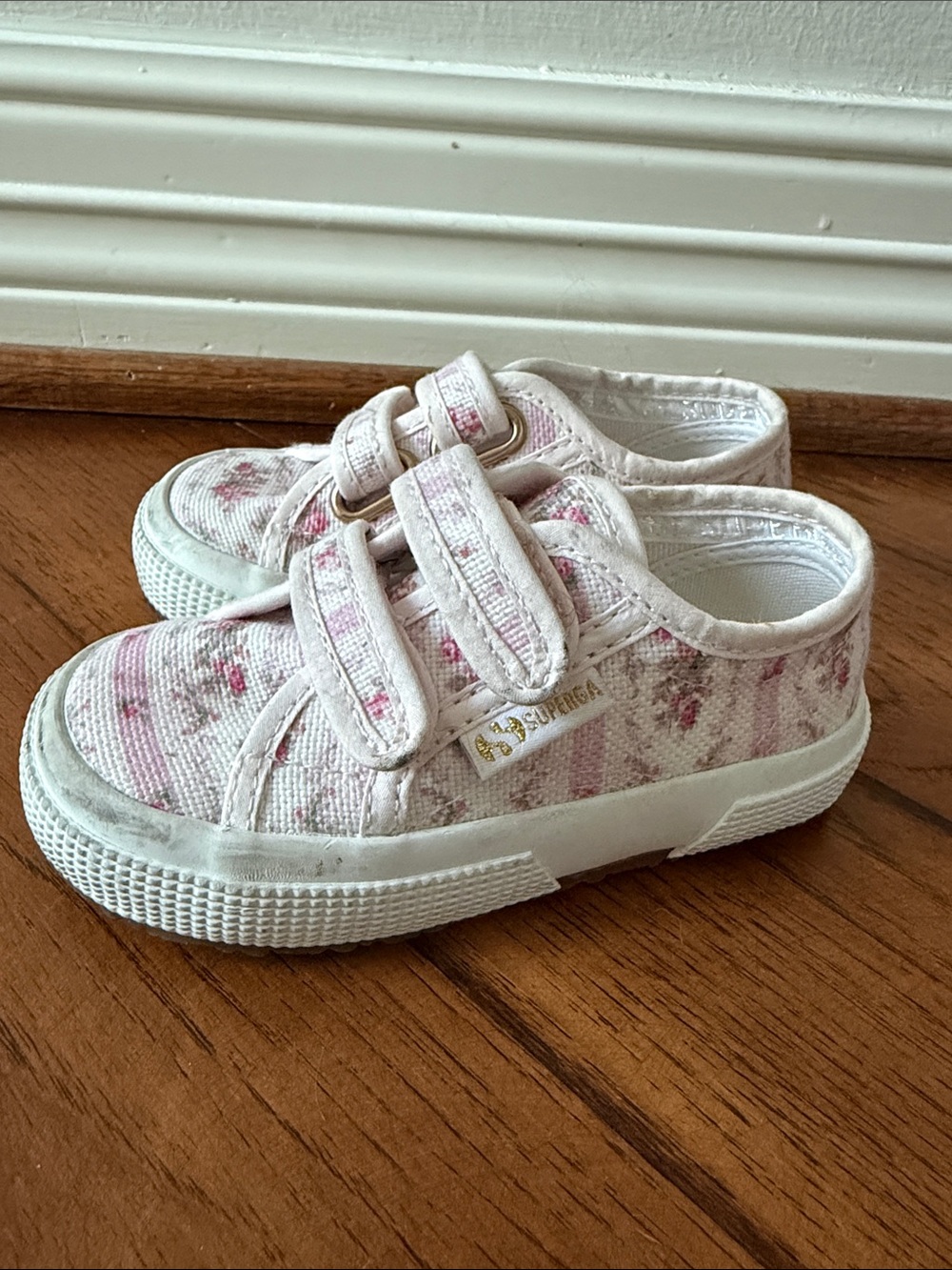 Love Shack Fancy Superga Kids Canvas Sneakers in Light Pink Floral